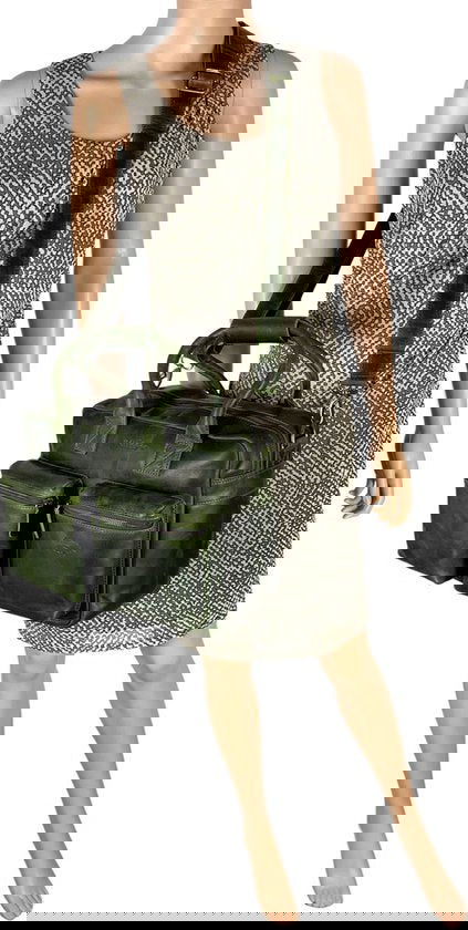 Schoudertas groen laptoptas cowboysbag grote tas werktas schooltas leer handtas - Arrigo.nl