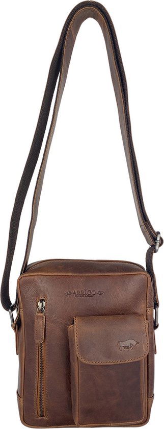Schoudertas heren crossbody tas dames schoudertassen vrouw leer cognac - Arrigo.nl