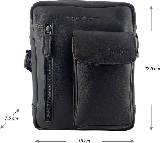 Schoudertas heren crossbody tas dames schoudertassen vrouw leer zwart - Arrigo Leather Goods