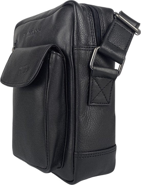 Schoudertas heren crossbody tas dames schoudertassen vrouw leer zwart - Arrigo Leather Goods