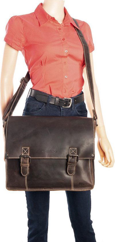 Schoudertas heren schoudertas dames leren messenger bag donkerbruin leer postman - Arrigo.nl