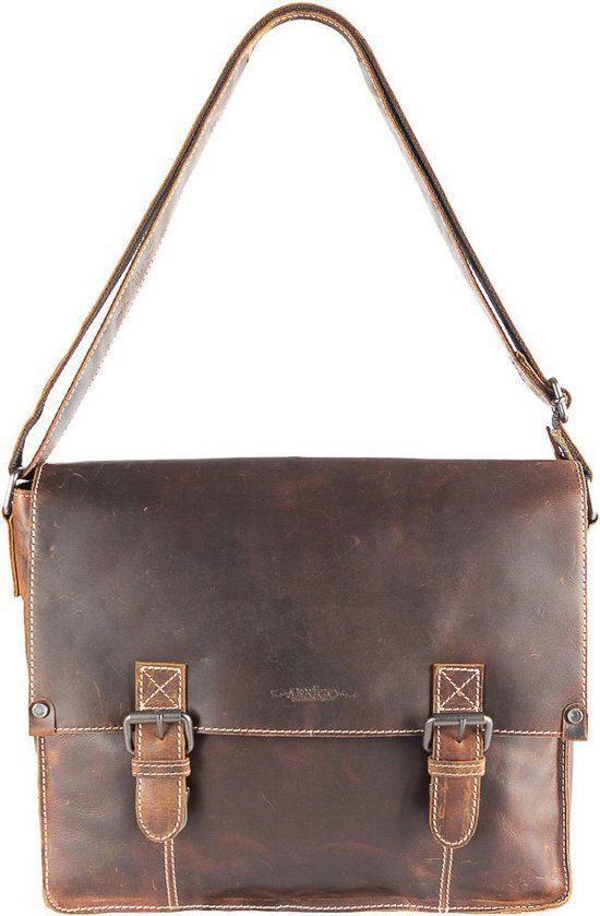 Schoudertas heren schoudertas dames leren messenger bag lichtbruin leer postman - Arrigo.nl