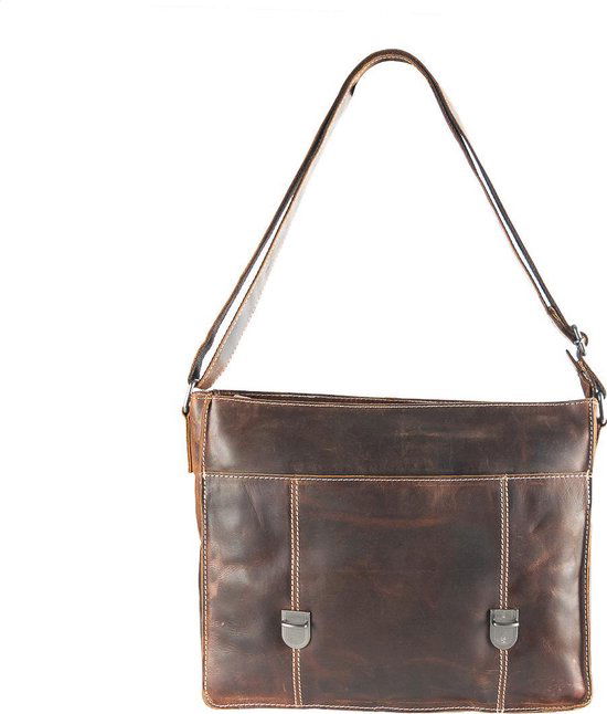Schoudertas heren schoudertas dames leren messenger bag lichtbruin leer postman - Arrigo.nl