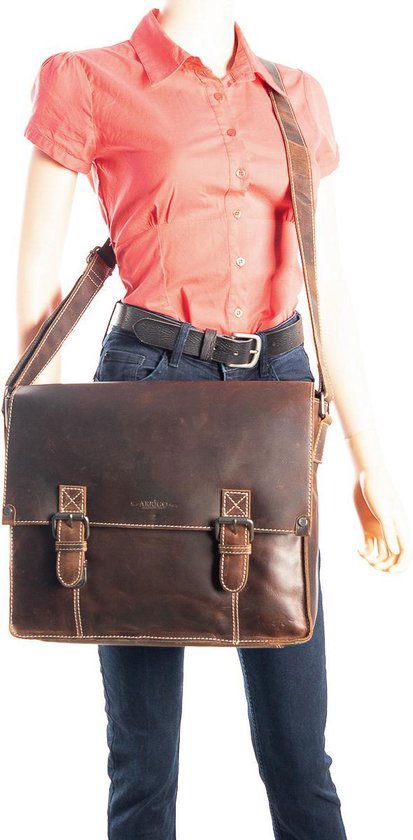 Schoudertas heren schoudertas dames leren messenger bag lichtbruin leer postman - Arrigo.nl