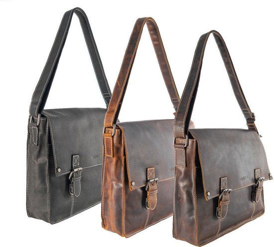 Schoudertas heren schoudertas dames leren messenger bag lichtbruin leer postman - Arrigo.nl