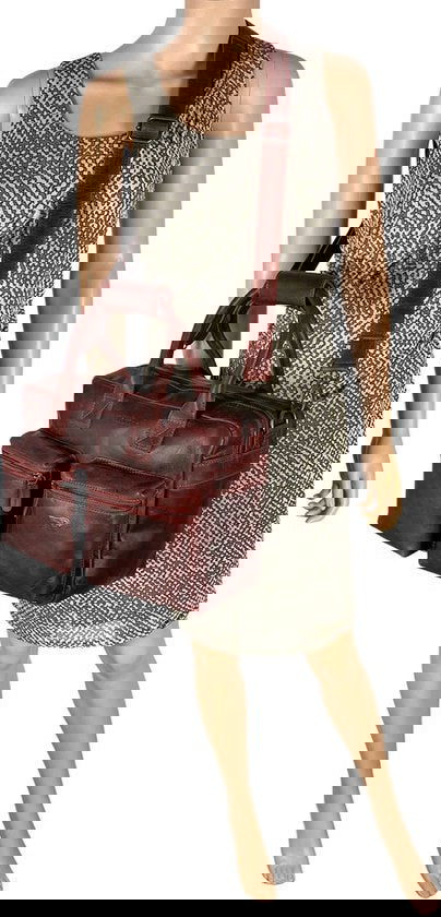 Schoudertas laptoptas rood cowboybag grote tas werktas schooltas leer handtas - Arrigo.nl