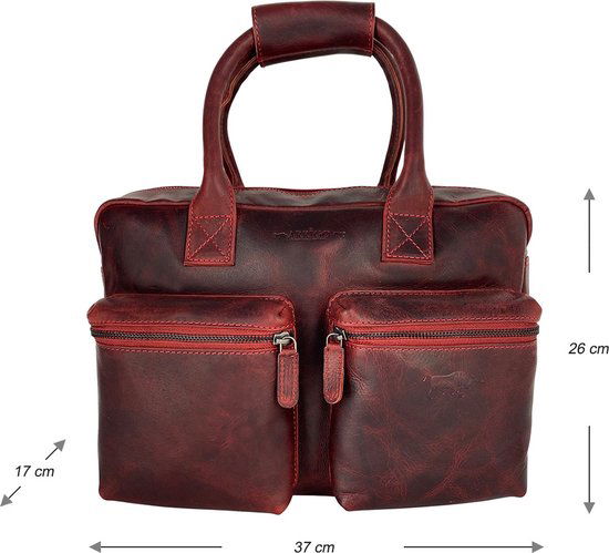 Schoudertas laptoptas rood cowboybag grote tas werktas schooltas leer handtas - Arrigo.nl