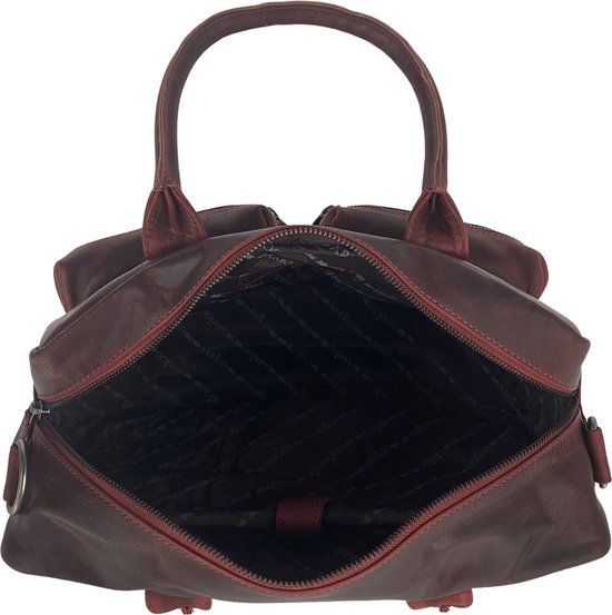 Schoudertas laptoptas rood cowboybag grote tas werktas schooltas leer handtas - Arrigo.nl