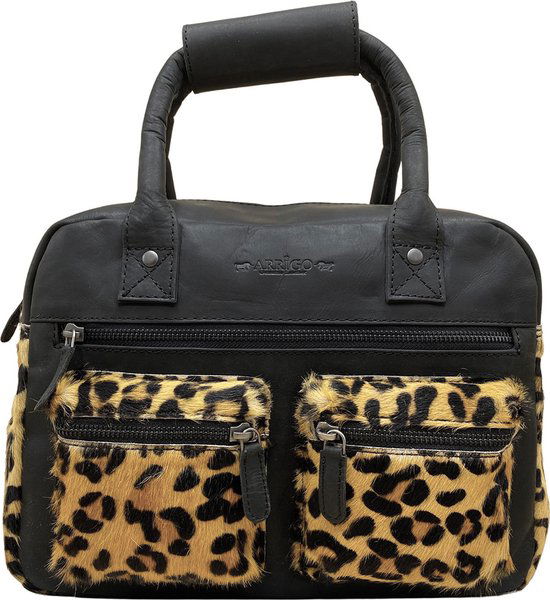 Schoudertas leer jaguar zwart crossbody dames tas cowboybag handtas westernbag - Arrigo Leather Goods