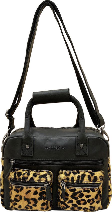 Schoudertas leer jaguar zwart crossbody dames tas cowboybag handtas westernbag - Arrigo Leather Goods