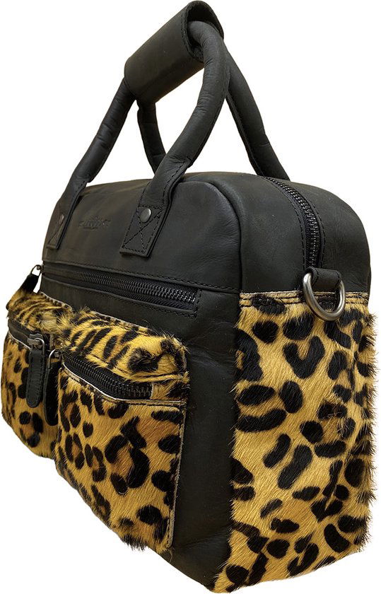 Schoudertas leer jaguar zwart crossbody dames tas cowboybag handtas westernbag - Arrigo Leather Goods