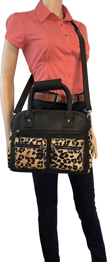 Schoudertas leer jaguar zwart crossbody dames tas cowboybag handtas westernbag - Arrigo Leather Goods