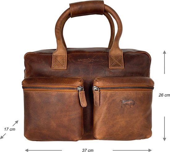 Schoudertas lichtbruin laptop tas cowboy bag grote tas werktas schooltas - Arrigo.nl