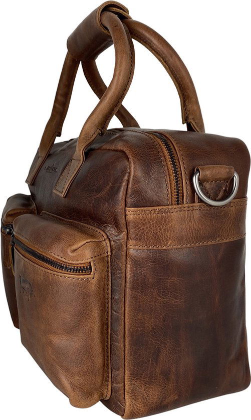 Schoudertas lichtbruin laptop tas cowboy bag grote tas werktas schooltas - Arrigo.nl