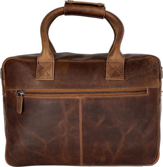 Schoudertas lichtbruin laptop tas cowboy bag grote tas werktas schooltas - Arrigo.nl