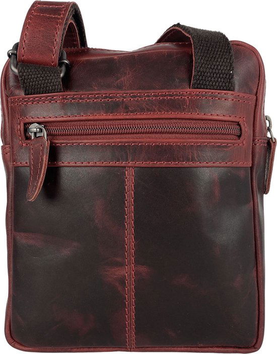 Schoudertas unisex crossbody tas soepel rundleer verstelbare schouderriem rood - Arrigo Leather Goods