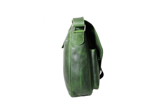 Schoudertas van trendy en soepel groen rundleer deze hippe tas - Arrigo Leather Goods