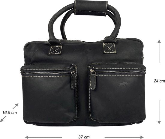 Schoudertas zwart crossbody tas dames cowboybag laptoptas 13 inch leer - Arrigo.nl