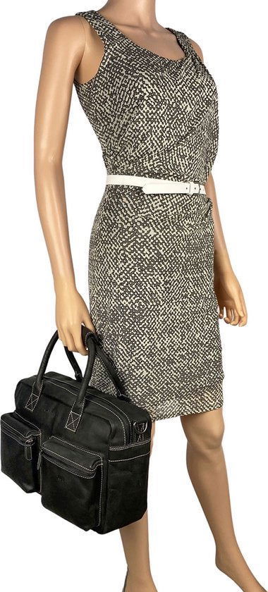 Schoudertas zwart crossbody tas dames cowboybag laptoptas 13 inch leer - Arrigo.nl