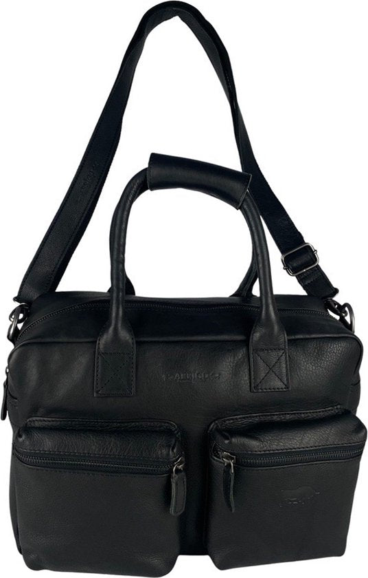 Schoudertas zwart laptoptas cowboysbag grote tas werktas schooltas leer handtas - Arrigo.nl
