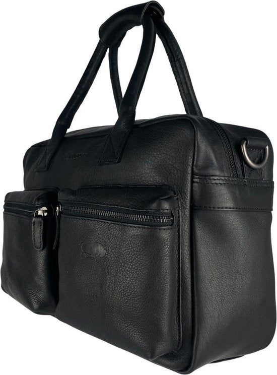 Schoudertas zwart laptoptas cowboysbag grote tas werktas schooltas leer handtas - Arrigo.nl