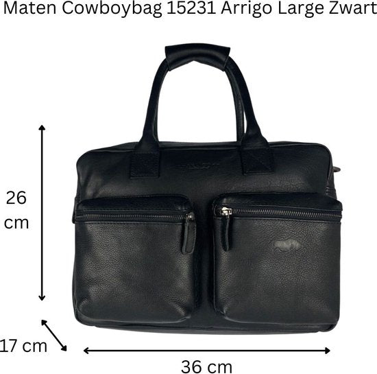 Schoudertas zwart laptoptas cowboysbag grote tas werktas schooltas leer handtas - Arrigo.nl