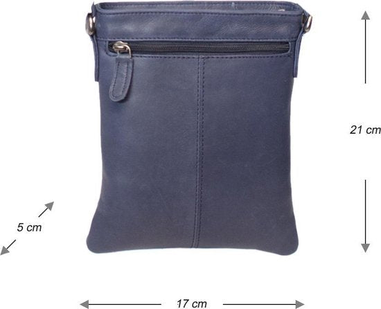 Schoudertasje blauw leer leren schoudertasje blauw crossbody tasje van blauw - Arrigo Leather Goods