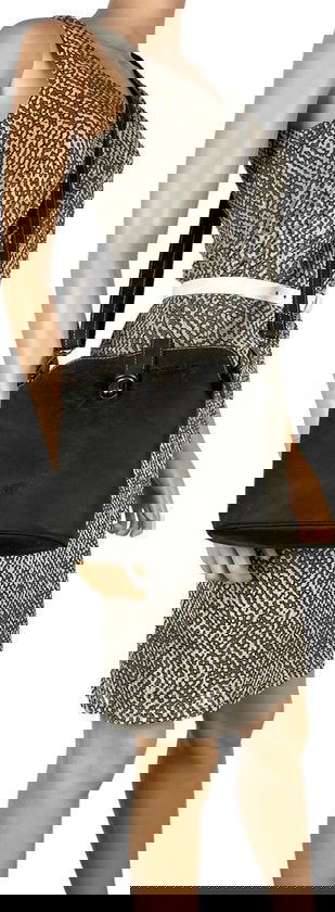 Schoudertasje dames klein - Zwart buffelleer crossbody tas met boekentas sluiting - Arrigo.nl