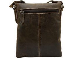 Schoudertasje donkerbruin leer crossbodytas donkerbruin leer compact tas echt leder - Arrigo.nl