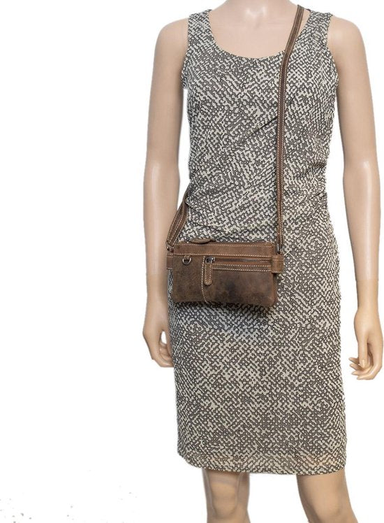 Schoudertasje leer voor dames mini bag x over crossbodytas gemaakt - Arrigo Leather Goods