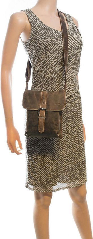 Schoudertasje lichtbruin leer crossbodytas cognac kleurig leer compact tas echt - Arrigo.nl