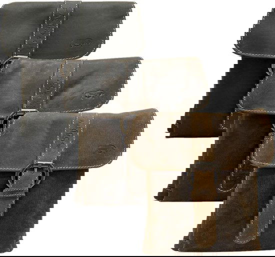 Schoudertasje zwart leer crossbodytas cognac zwart leer compact tas echt - Arrigo Leather Goods