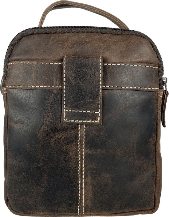 Schoudertassen - Donkerbruin Buffelleer voor Vrouwen en Heren Heuptasje - Arrigo.nl