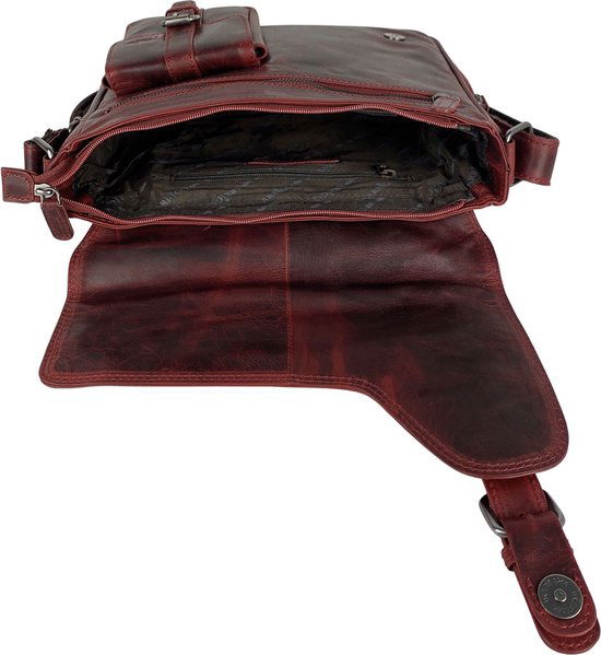 Schoudertassen damestas messenger bag crossbody leer rood - Arrigo Leather Goods