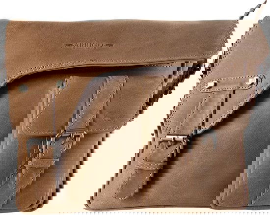 Schoudertassen damestas messenger bag crossbody leer taupe - Arrigo Leather Goods