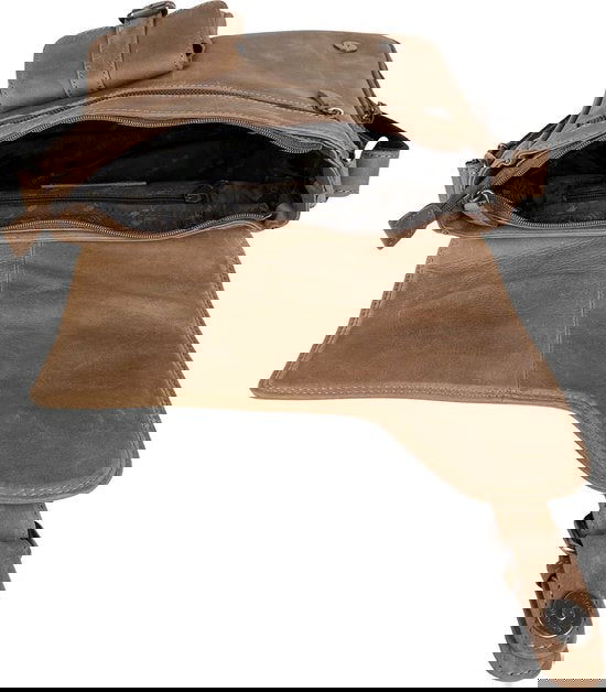 Schoudertassen damestas messenger bag crossbody leer taupe - Arrigo Leather Goods