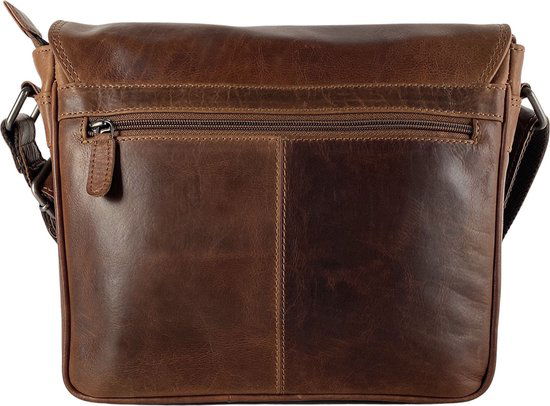Schoudertassen damestas messenger tas crossbody leer cognac - Arrigo Leather Goods