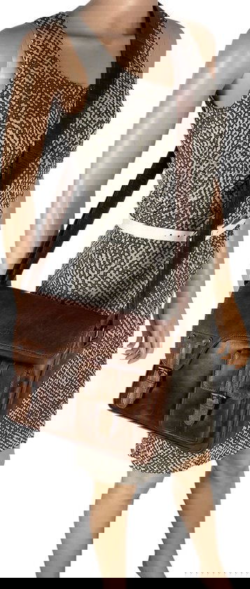 Schoudertassen damestas messenger tas crossbody leer cognac - Arrigo Leather Goods