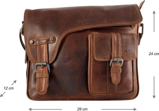 Schoudertassen damestas messenger tas crossbody leer cognac - Arrigo Leather Goods