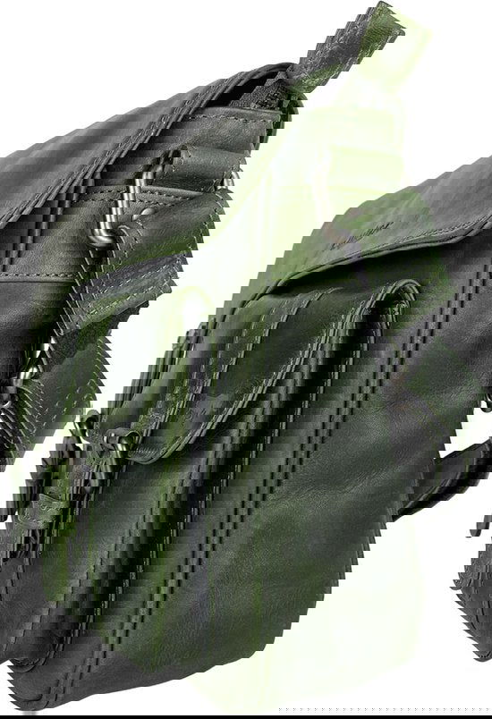 Schoudertassen damestas messenger tas crossbody leer groen - Arrigo Leather Goods