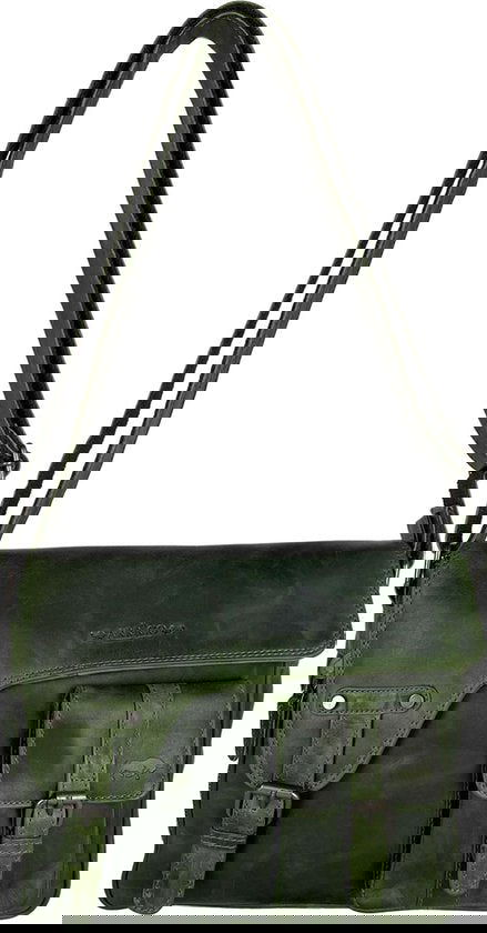 Schoudertassen damestas messenger tas crossbody leer groen - Arrigo Leather Goods