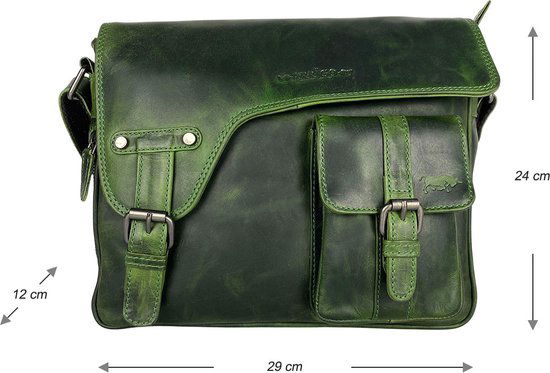 Schoudertassen damestas messenger tas crossbody leer groen - Arrigo Leather Goods