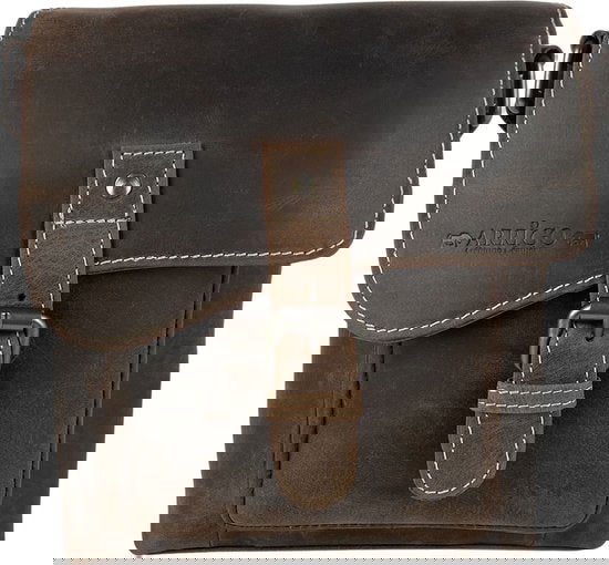 Schoudertassen vrouw compacte crossbody schoudertas buffelleer donkerbruin - Arrigo Leather Goods