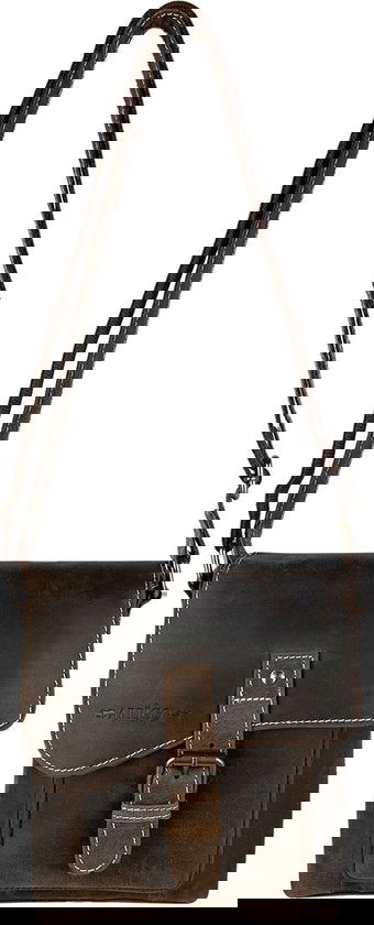 Schoudertassen vrouw compacte crossbody schoudertas buffelleer donkerbruin - Arrigo Leather Goods