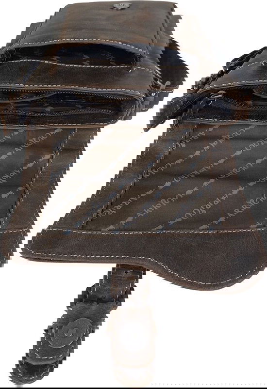 Schoudertassen vrouw compacte crossbody schoudertas buffelleer donkerbruin - Arrigo Leather Goods