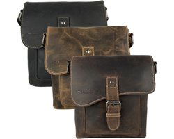 Schoudertassen vrouw compacte crossbody schoudertas buffelleer zwart - Arrigo Leather Goods