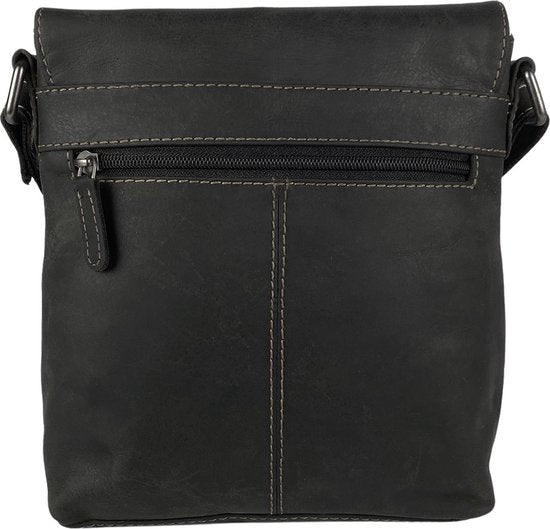 Schoudertassen vrouw compacte crossbody schoudertas buffelleer zwart - Arrigo Leather Goods