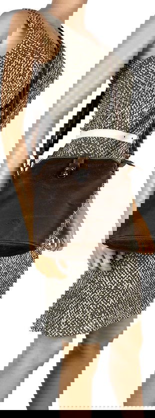 Schoudertassen vrouw crossbody tas boekentas sluiting vintage look buffelleer cognac - Arrigo Leather Goods