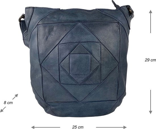 Schoudertassen vrouw crossbody tas dames damestas leer blauw arrigo - Arrigo Leather Goods
