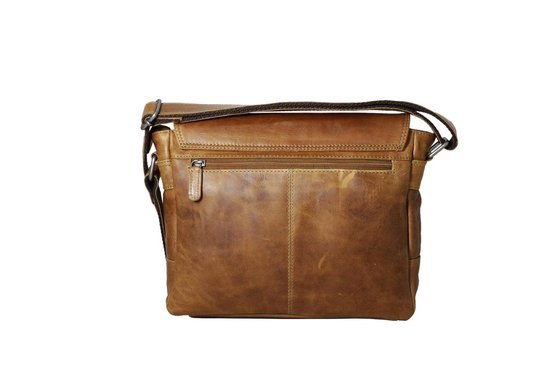 Schoudertassen vrouw crossbody tas dames grote klep echt leer cognac - Arrigo Leather Goods